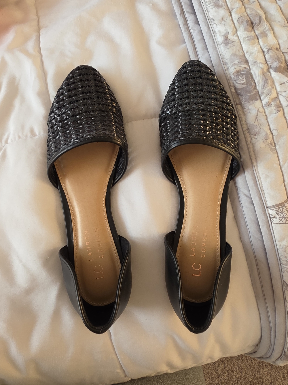 Kohl's Black Woven D'Orsay Flats